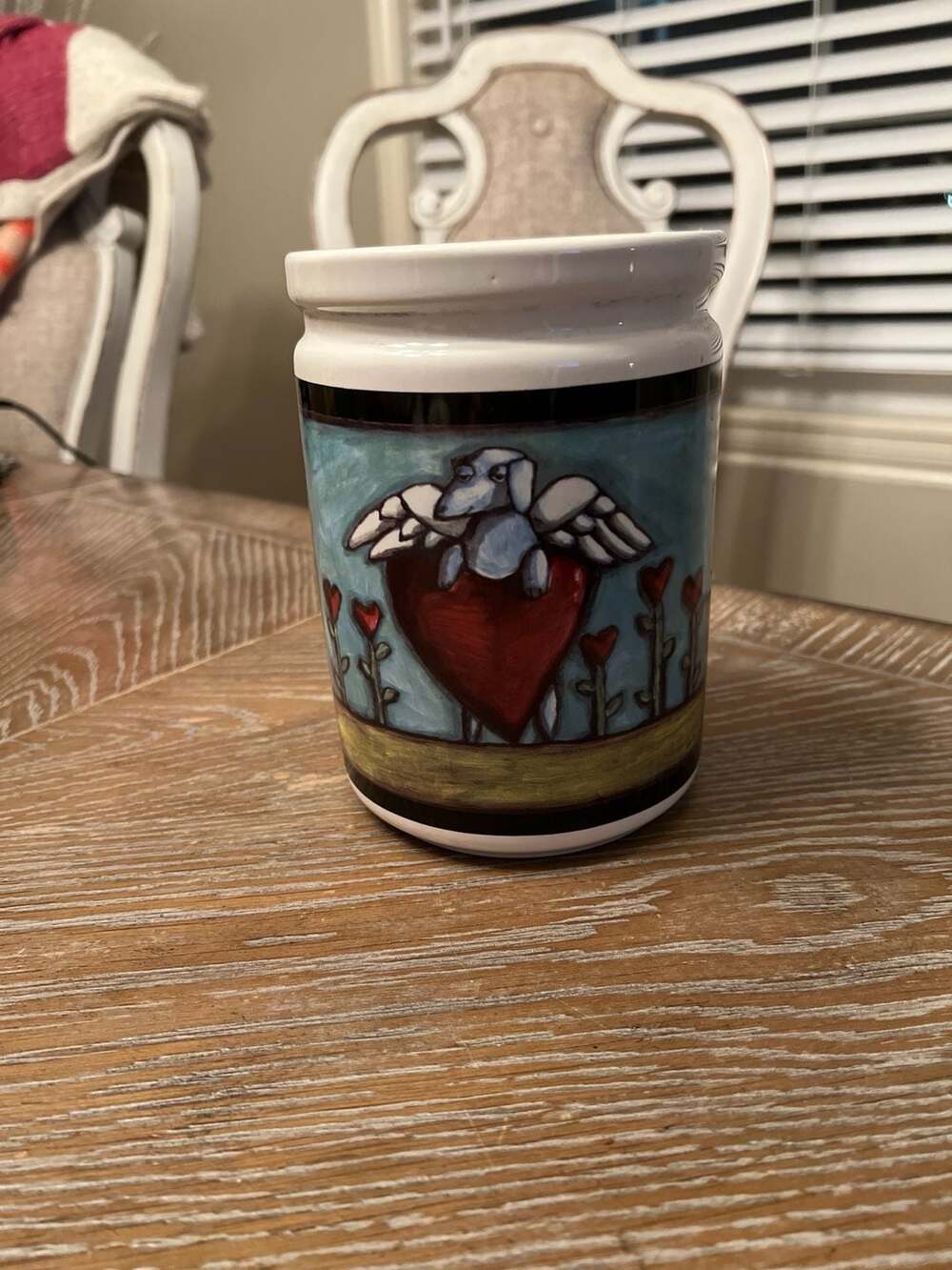 Ursula Dodge Flight of the Blue Dog 7” Stoneware Treat Canister